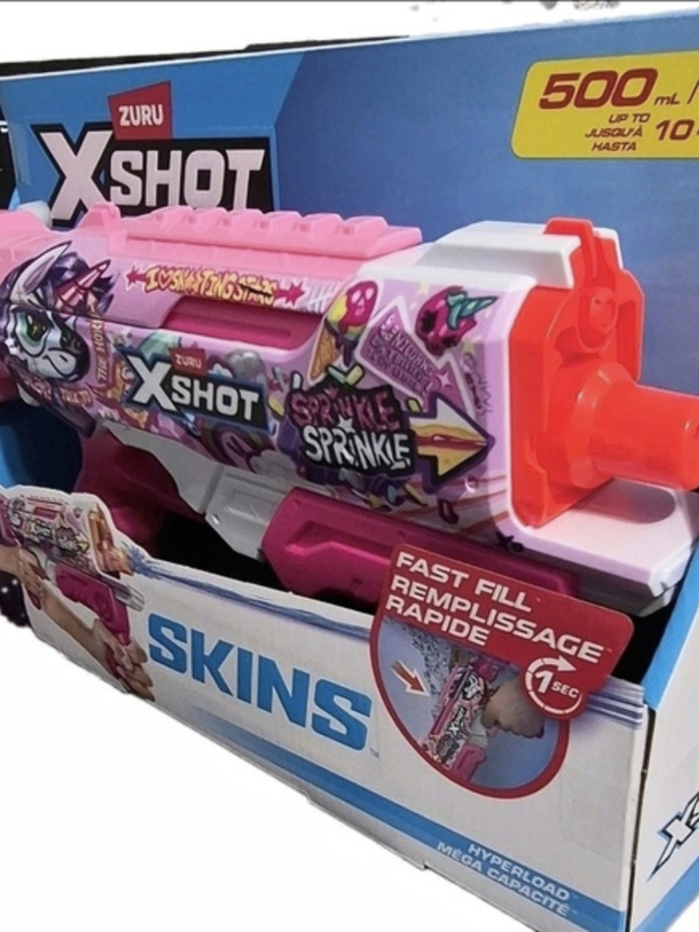 Lote Of 3 ZURU X-Shot Skins Hyper Gel Mega Sprinkler Pink & White